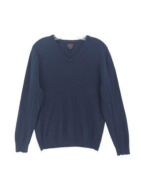 J CREW 100% Cashmere V-Neck Sweater Navy Blue Men's MEDIUM